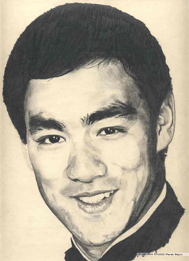 Bruce Lee portret narysowany ołówkiem