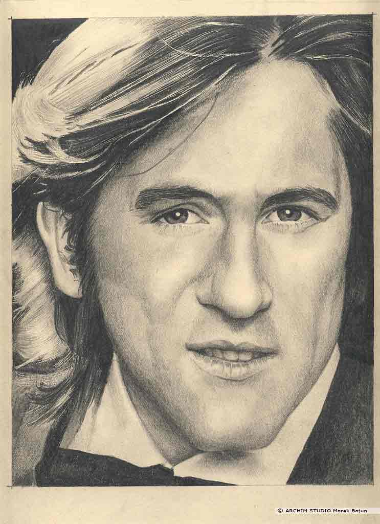 Gerard Depardieu portret narysowany ołówkiem