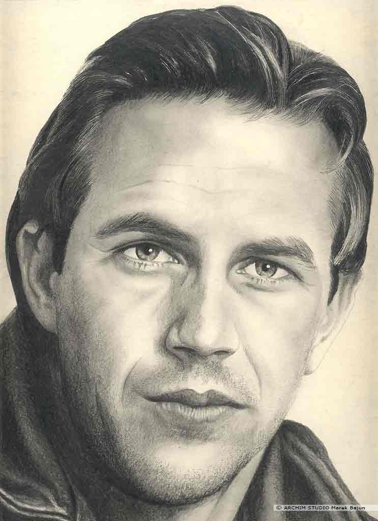 Kevin Costner portret narysowany ołówkiem