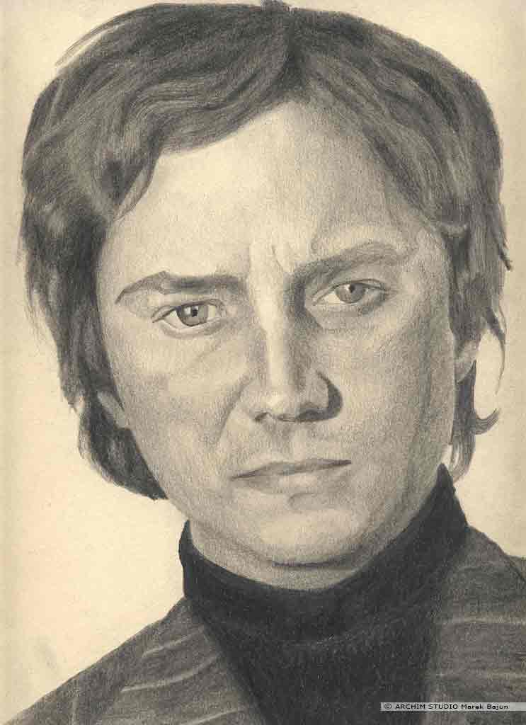 Marek Grechuta portret narysowany ołówkiem