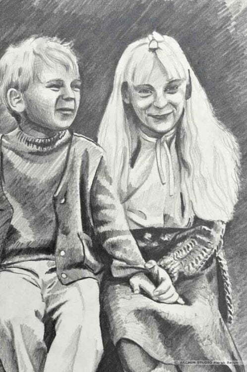 Monika i Kamil- portret ołówkiem