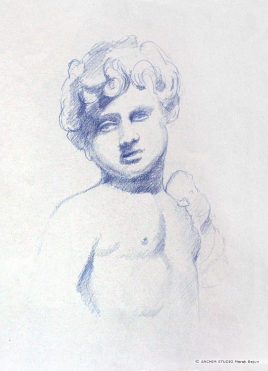Rysunek rzeźby chłopca